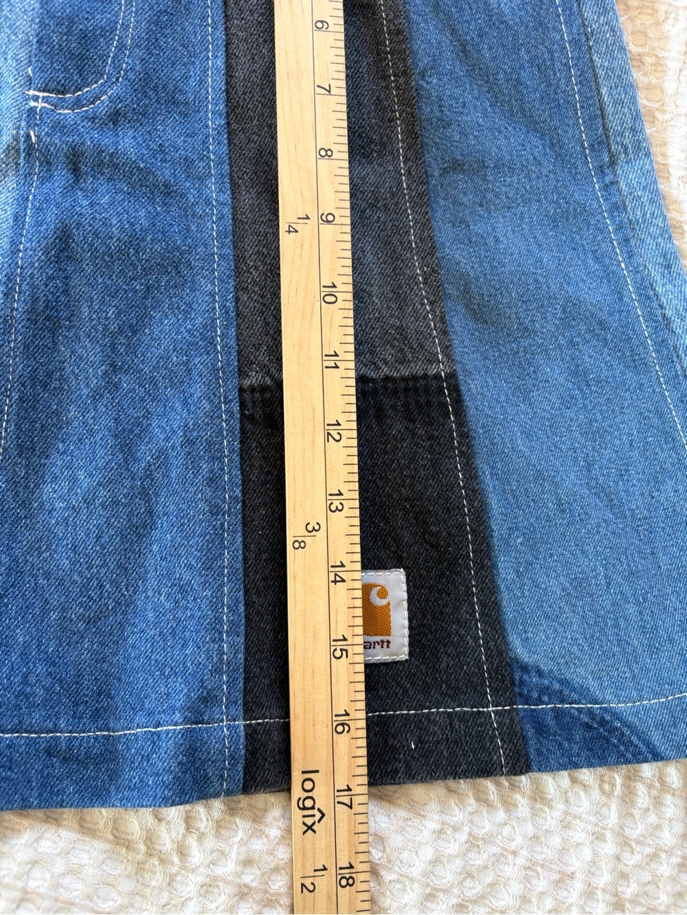 Custom Reworked Carhartt A-line Mini Skirt, Repurposed Denim, One Of A Kind, 28” - Picture 10 of 10